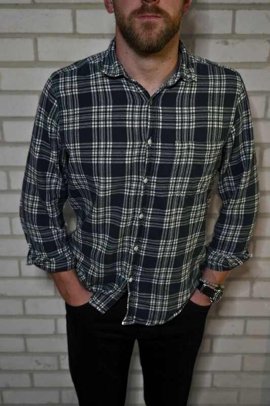 Used mens check shirt black