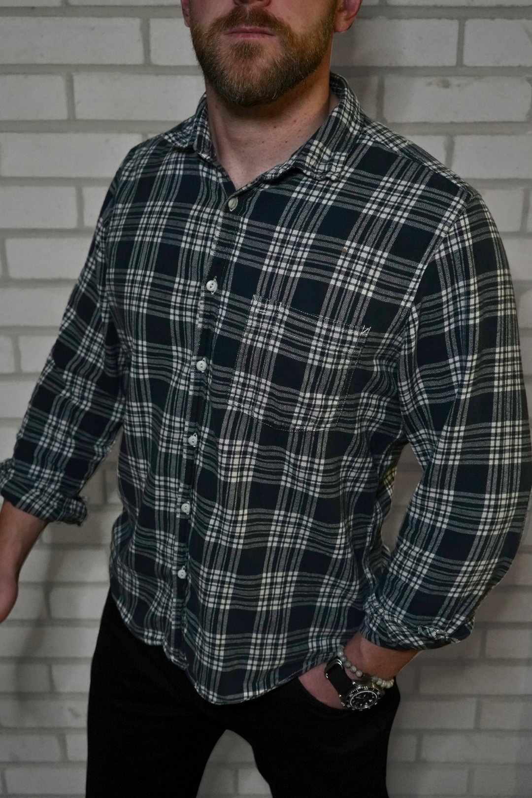 used Black mens check shirt
