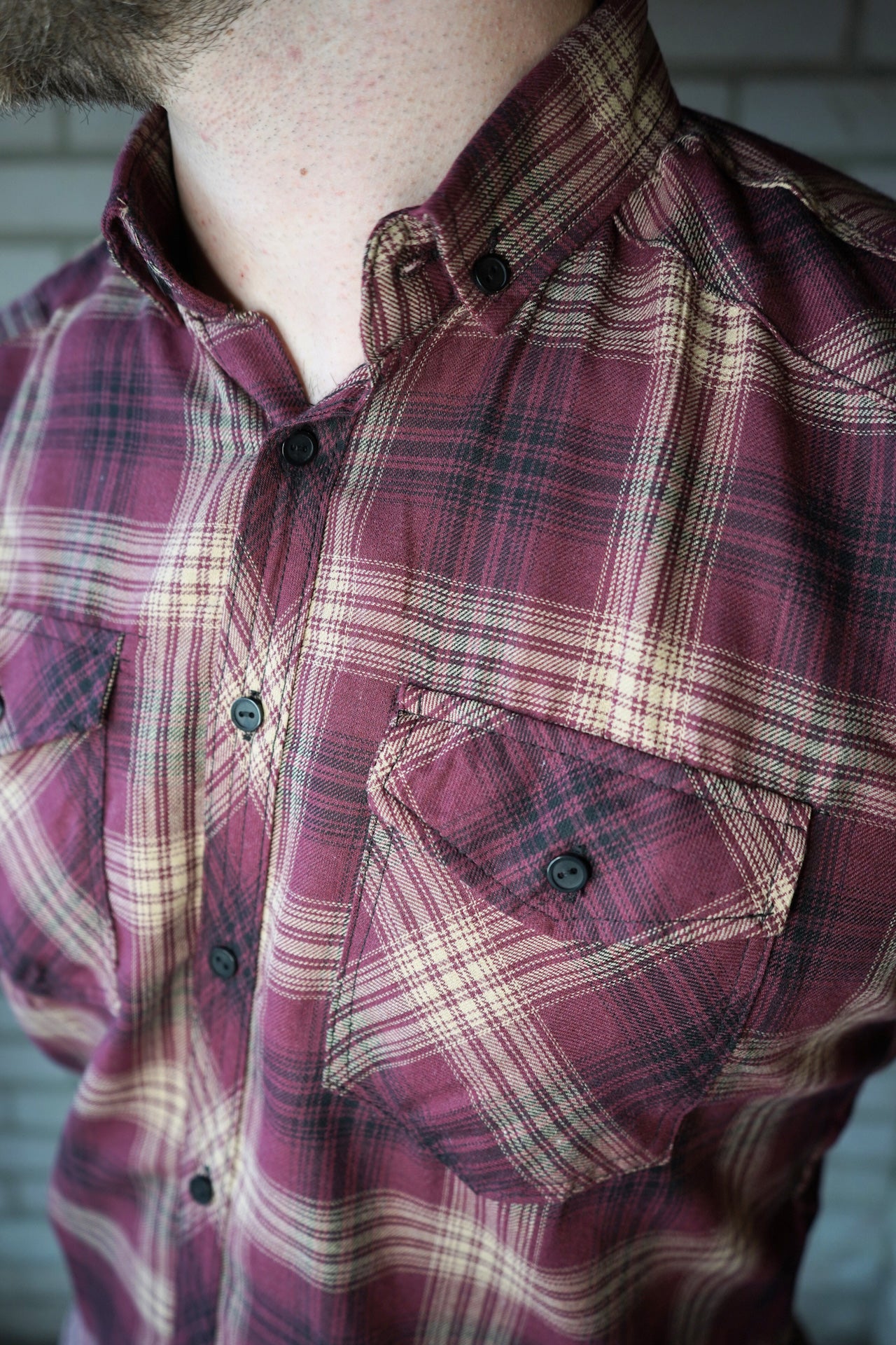 BLOOD RED close up of plaid check pattern