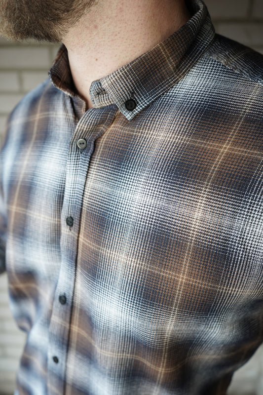mens brown check summer shirt pattern