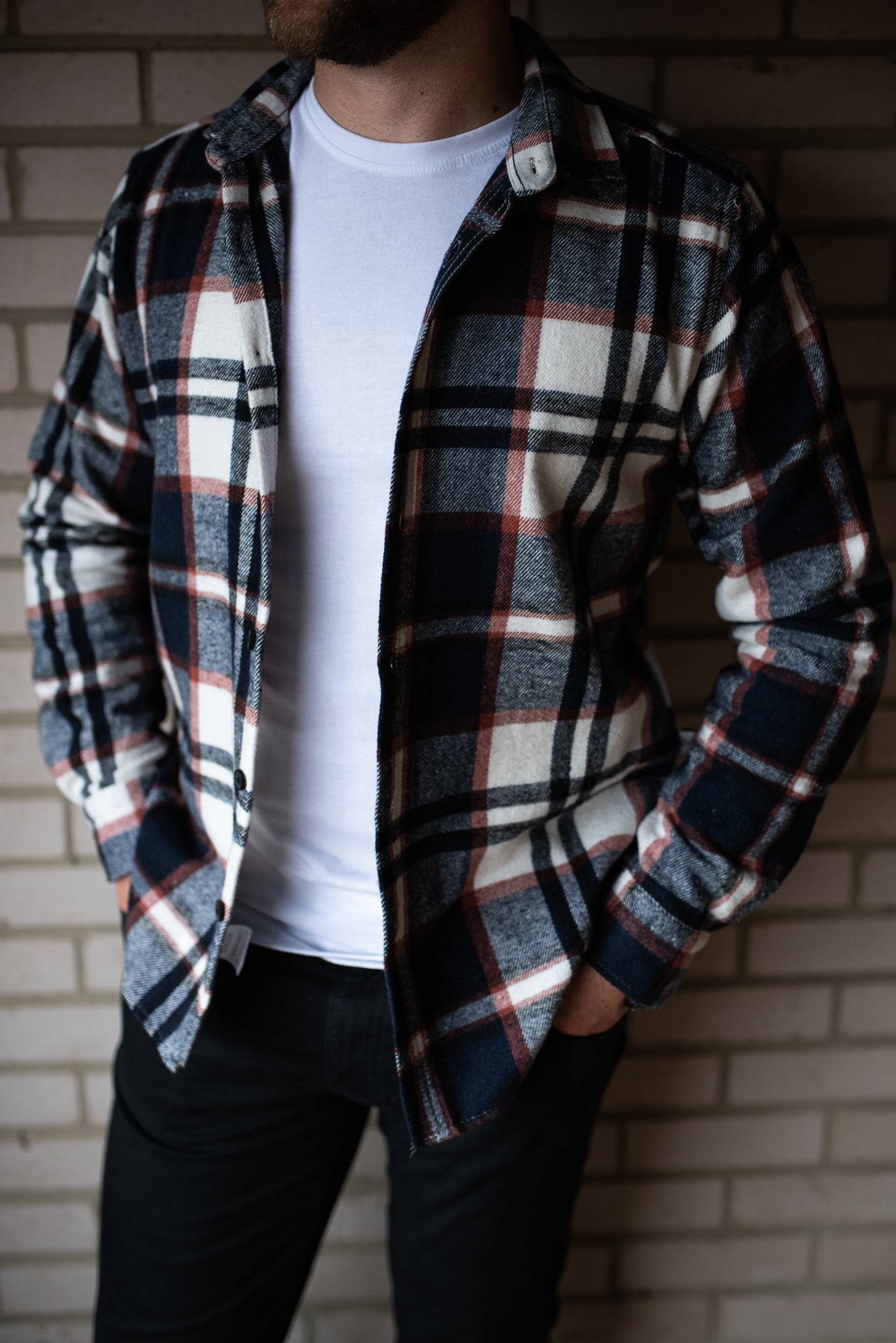 mens dark blue check shirt open