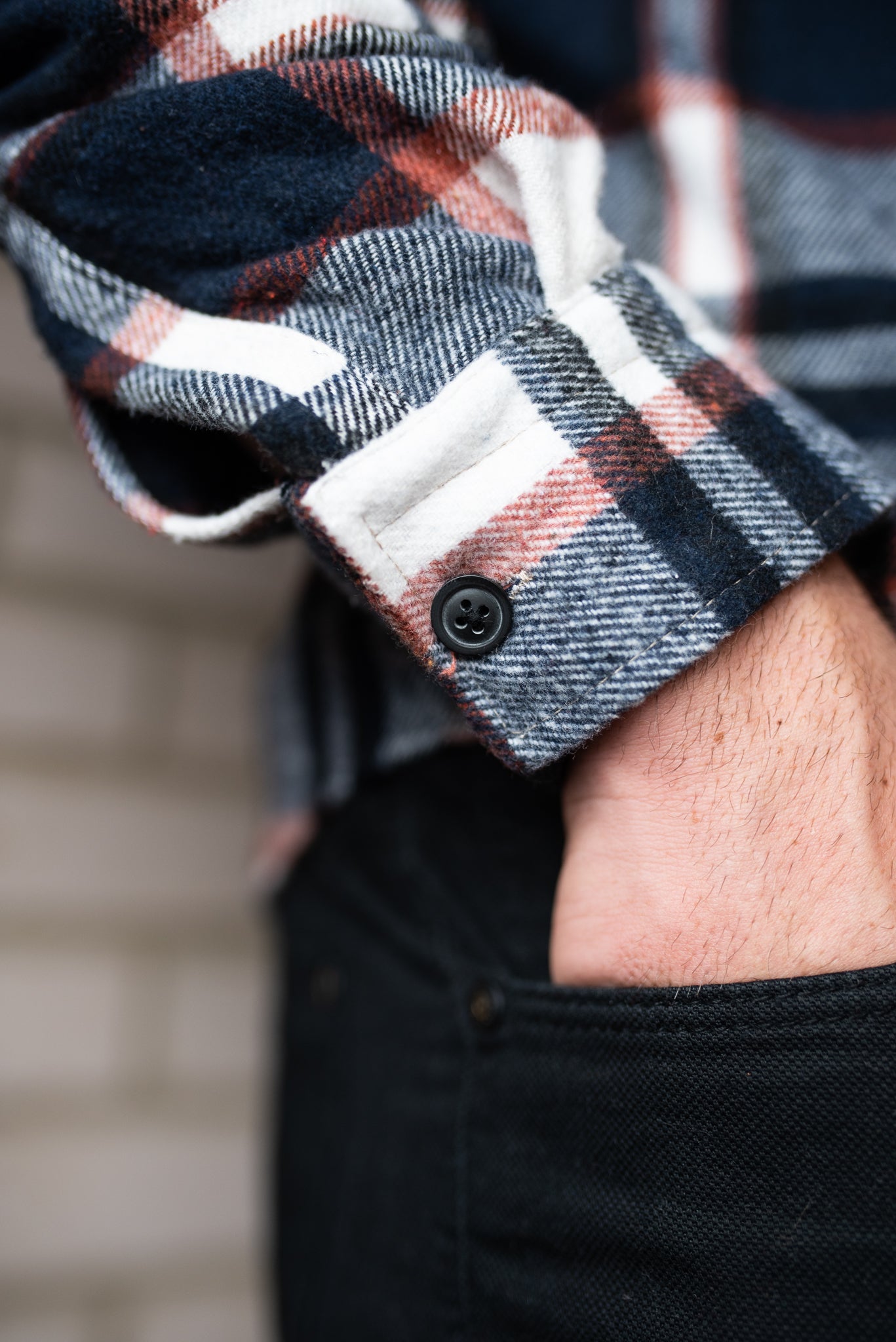 mens dark blue check shirt front