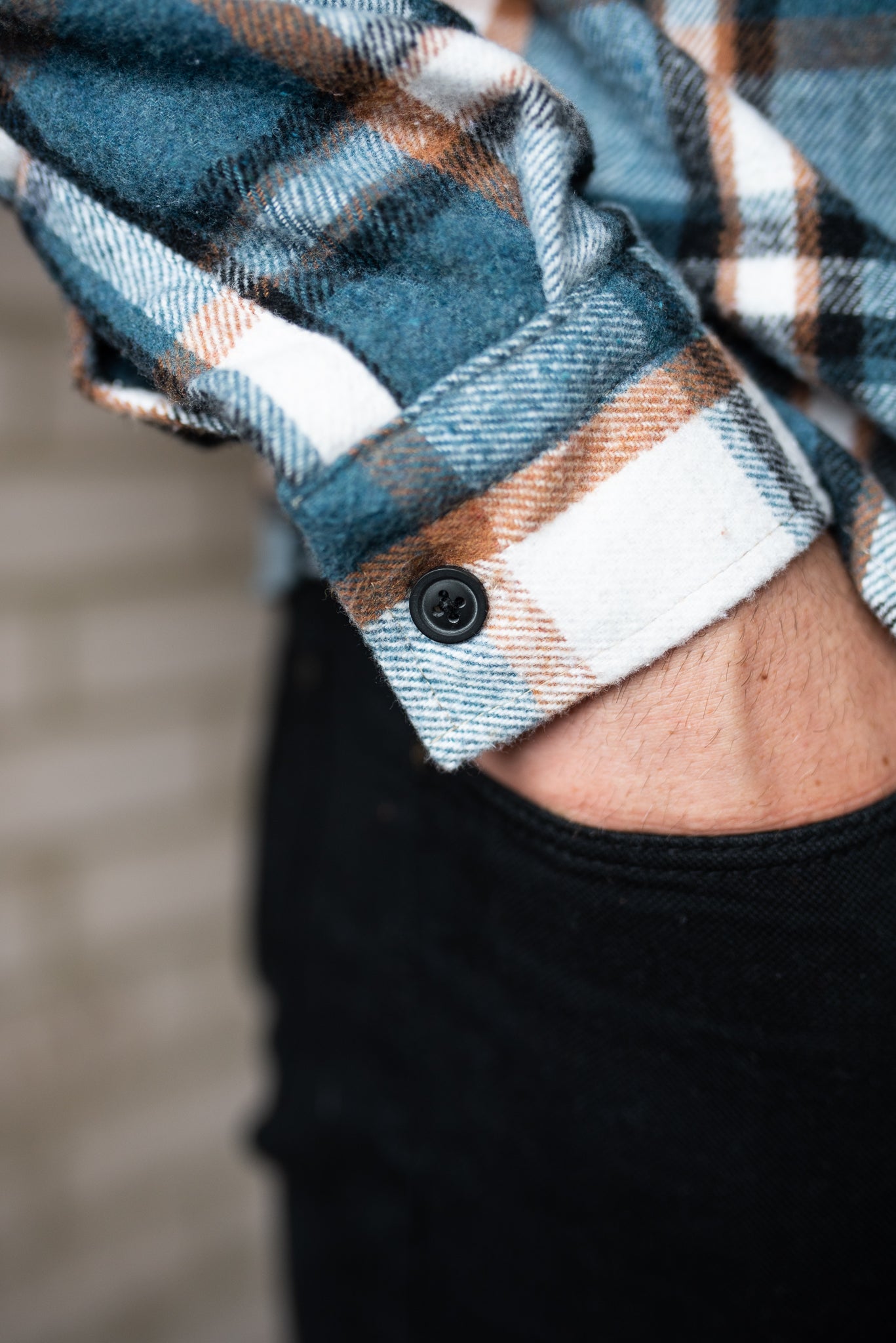 mens light blue flannel thick cuff