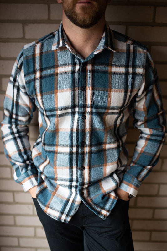 mens light blue flannel shirt