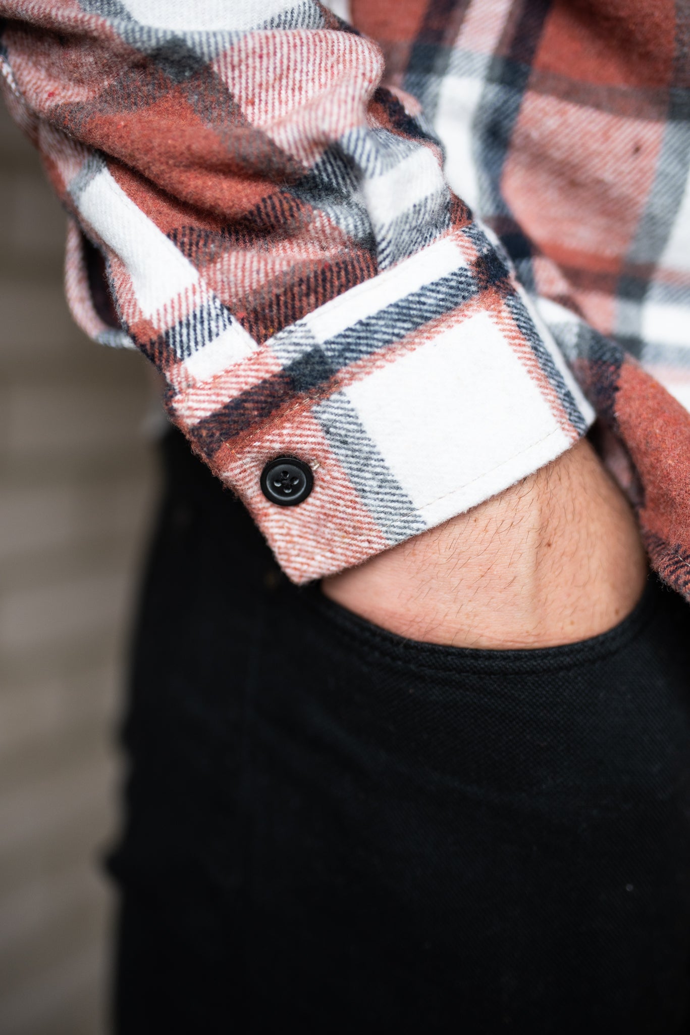 mens orange check shirt long sleeve