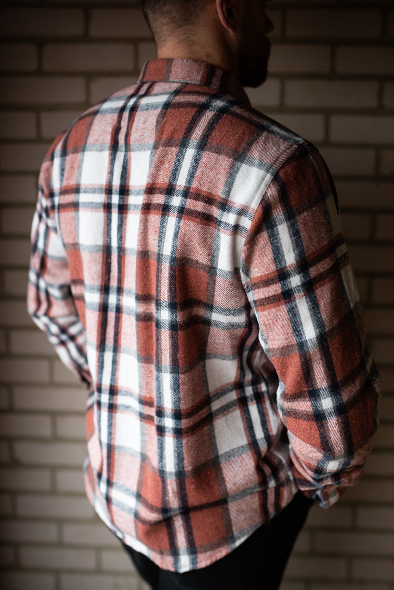 mens orange check shirt pattern