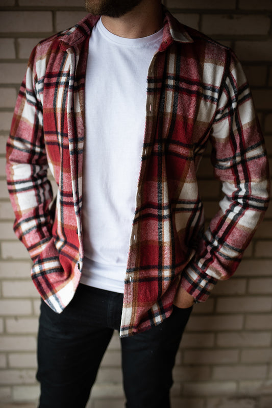 mens red check overshirt