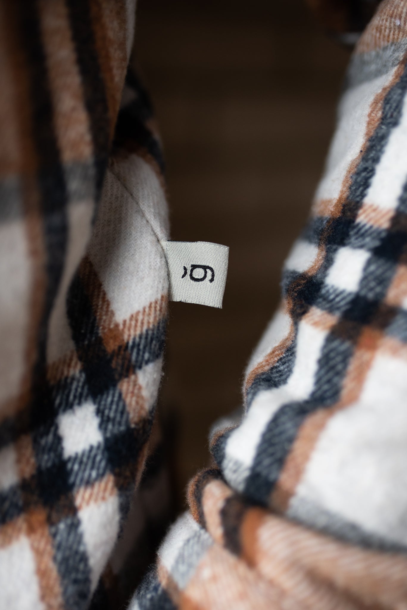 mens tan check shirt branded tag