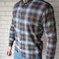 mens brown check summer shirt front 