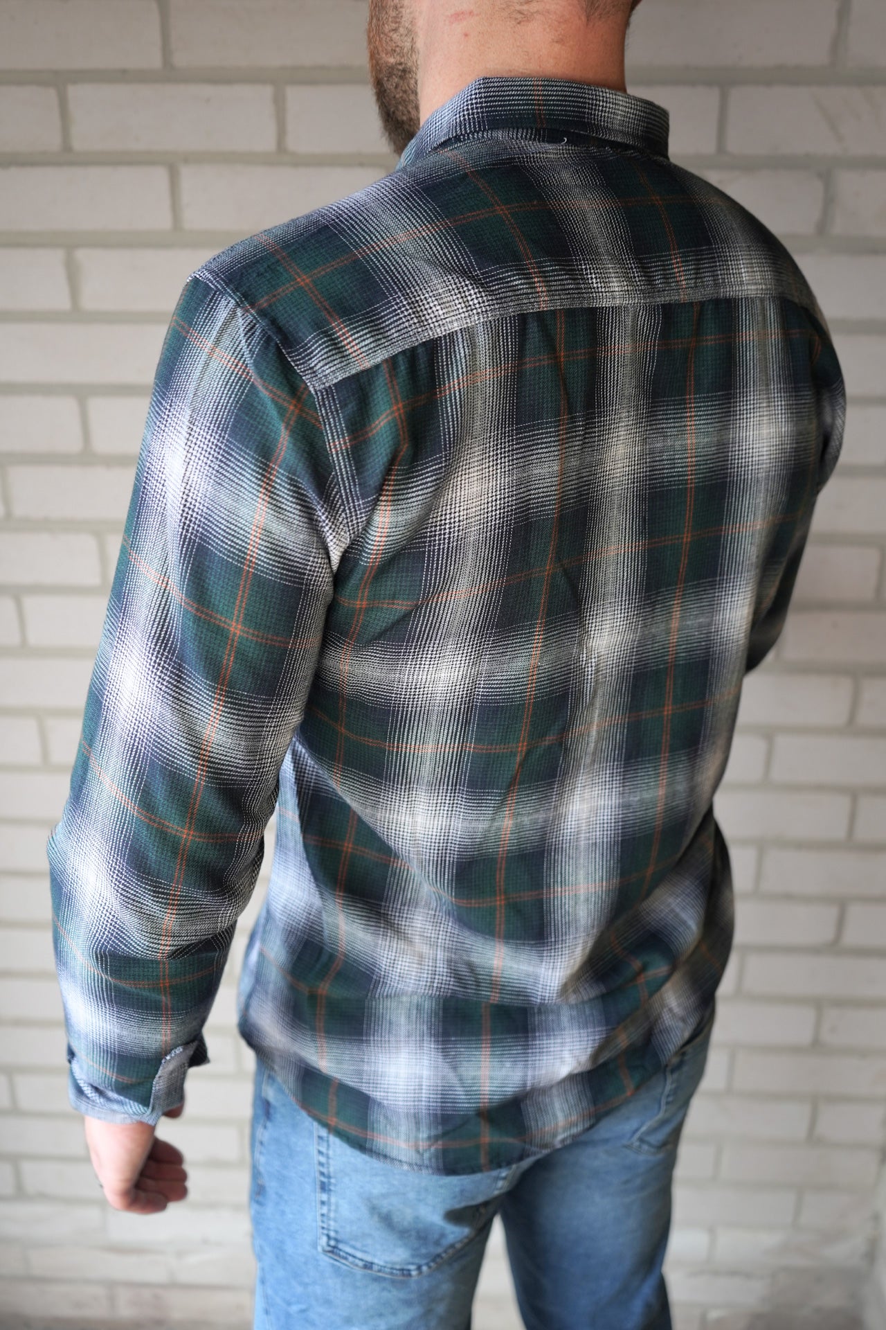 TURQ GREEN lightweight flannel shown from the back