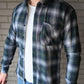 TURQ GREEN lightweight flannel shirt worn open