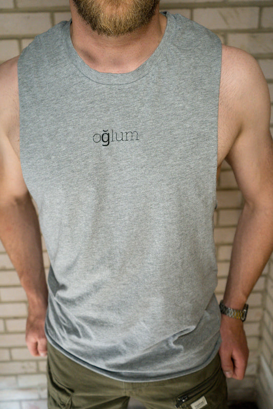 mens branded grey vest