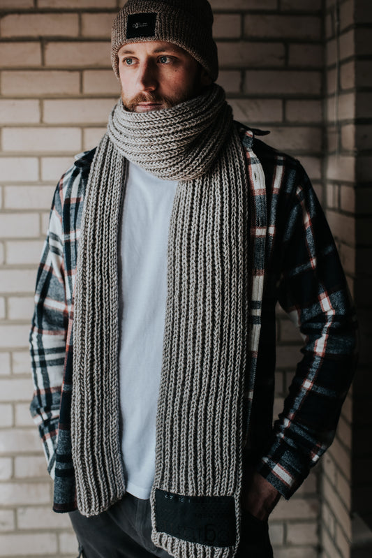 chunky grey mens scarf