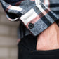 mens dark blue check shirt front