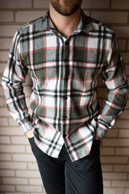 mens green check shirt
