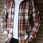 mens orange check shirt open