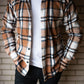 mens tan check shirt open